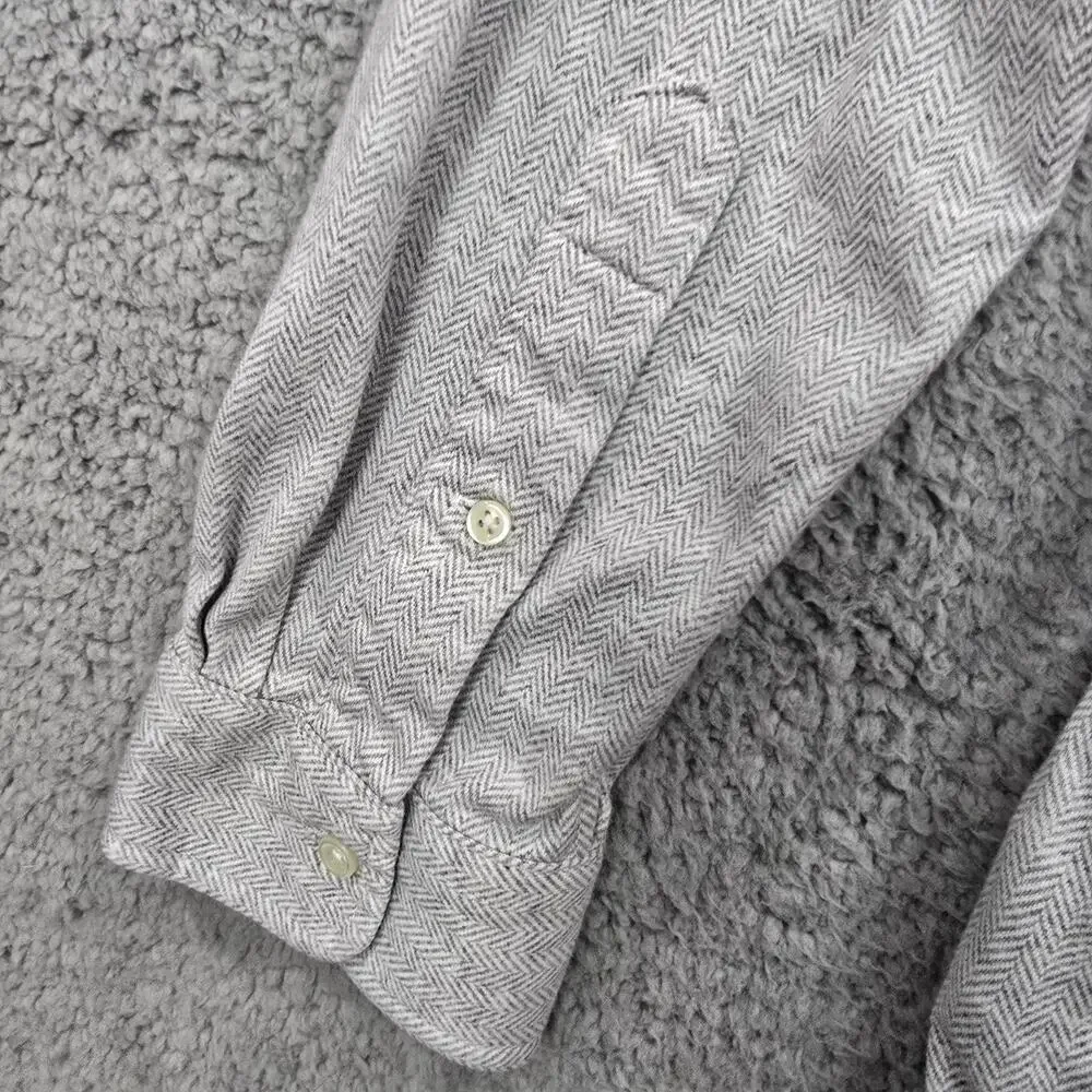 Polo Ralph Lauren Shirt Flannel Slim Fit Long Sleeve Herringbone Gray 2XL Pony
